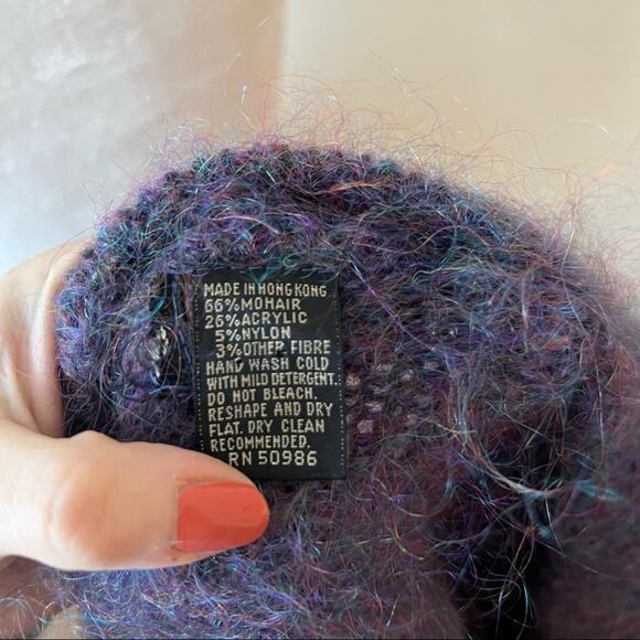 Vintage Art to Wear Mohair Blend Chunky Abstract Knit Cardigan Sweater - Picture 4 of 4